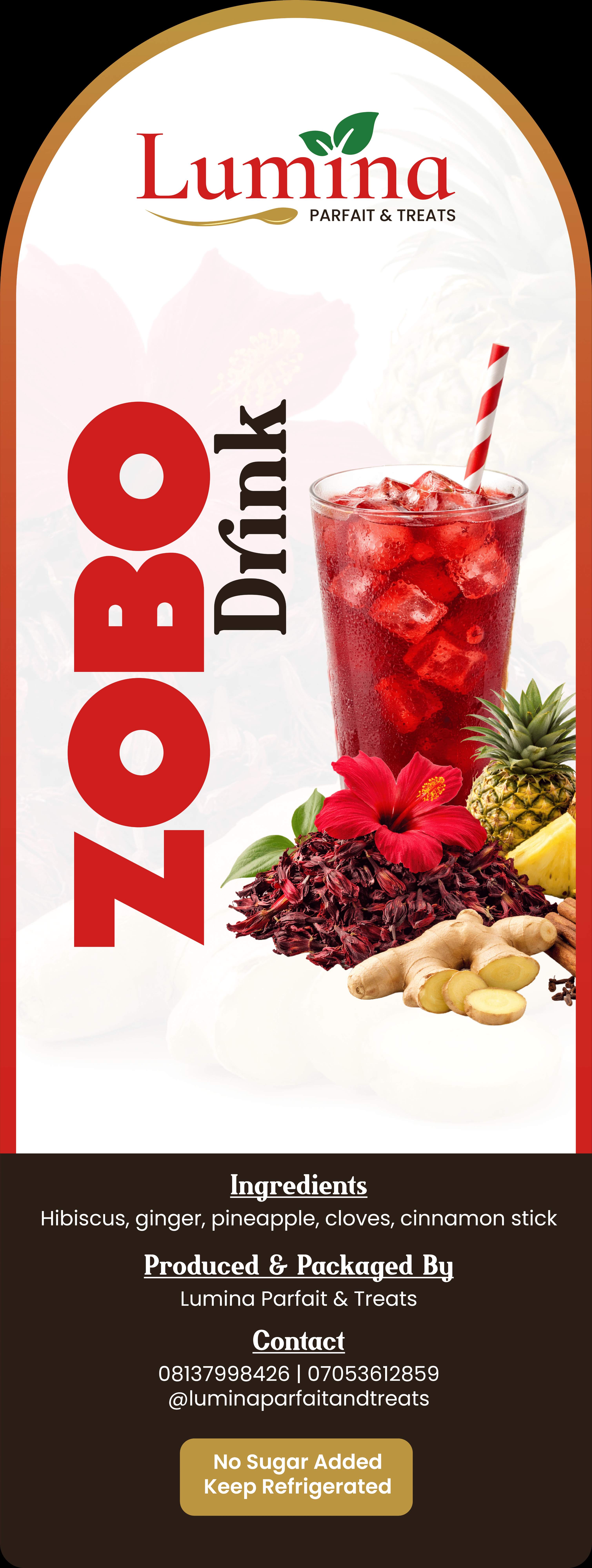 Lumina Parfait & Treats Zobo Drink Label